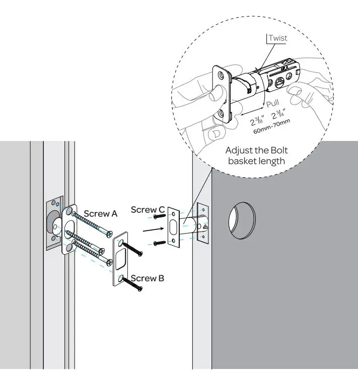 Ultraloq U-Bolt WiFi V1.3 Installation Guide - Installing bolt and strike