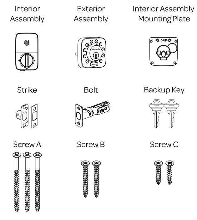 Ultraloq U-Bolt WiFi V1.3 Installation Guide - Packing List