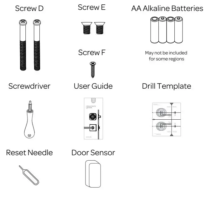 Ultraloq U-Bolt WiFi V1.3 Installation Guide - Packing List