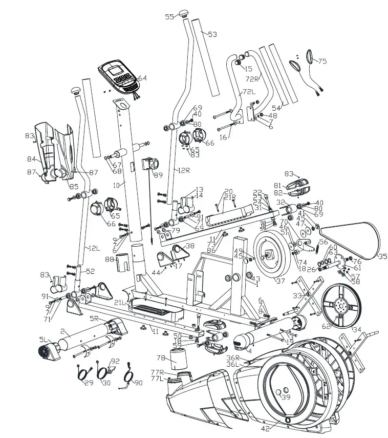 insportline IN 3651 Elliptical Trainer Atlanta Black-EXPLODED DRAWING