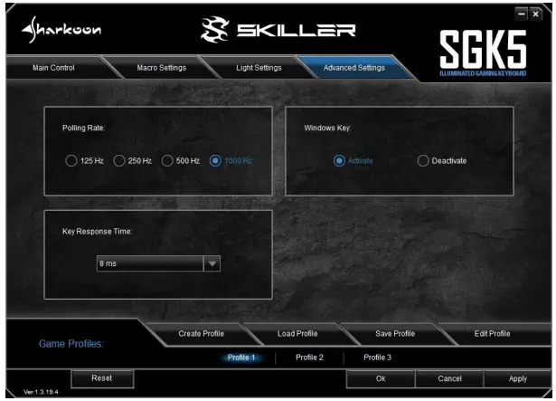 Sharkoon Skiller SGK5 Gaming Keyboard - Advanced Settings
