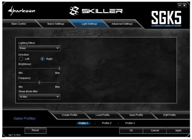 Sharkoon Skiller SGK5 Gaming Keyboard - Light Settings