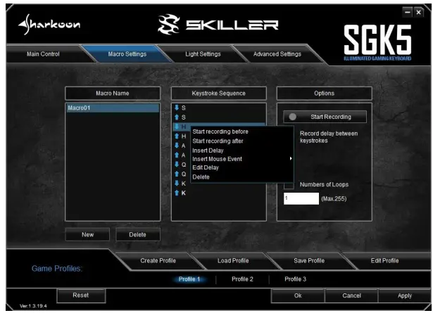 Sharkoon Skiller SGK5 Gaming Keyboard - Macro Settings 3