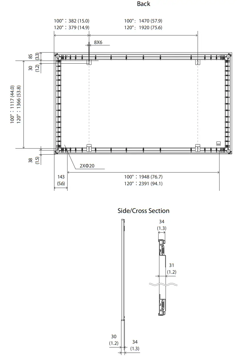 EPSON ELPSC35 100 Inch Projector Screen Set - fig