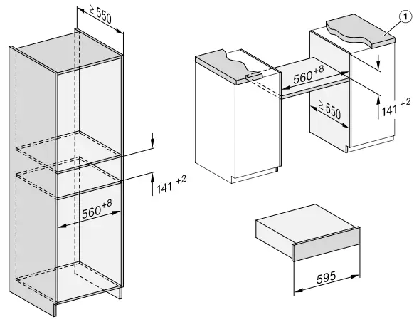 Installation in a tall or base unit