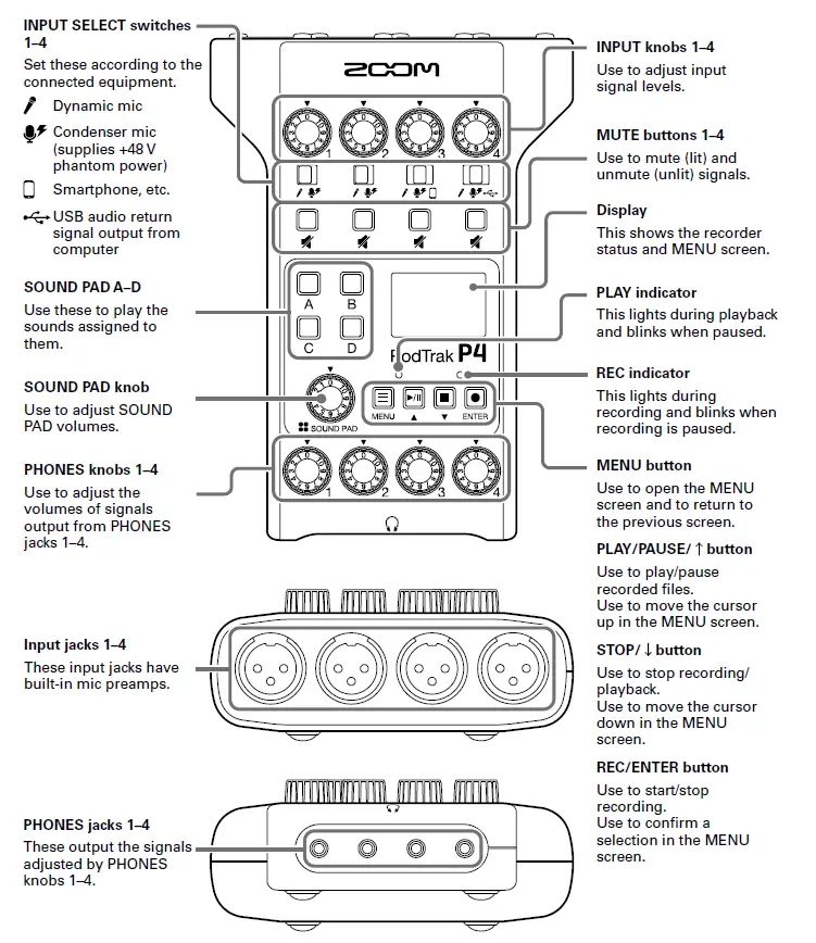ZOOM- P4- PodTrak -Portable- Multitrack -Podcast- Recorder -1