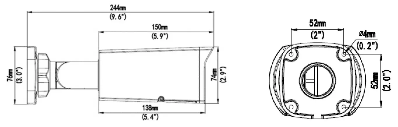 GeoVision Low Lux WDR Pro IR Bullet IP Camera-- Dimensions