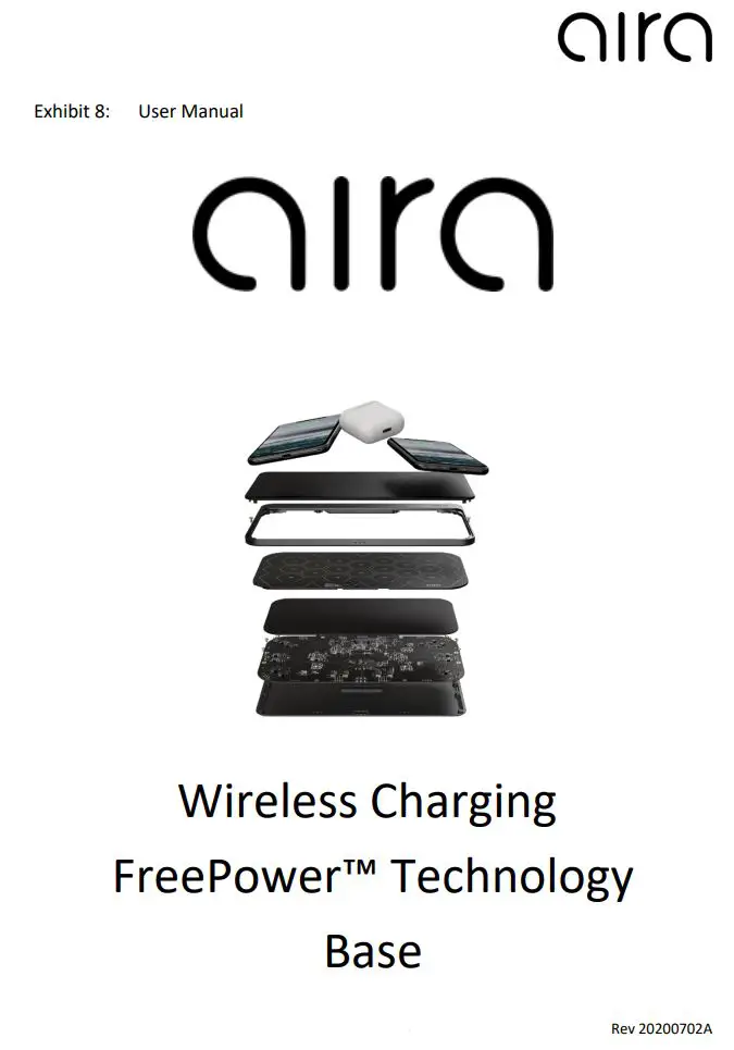 aira 2AWGGWCAC Wireless Charging FreePower Technology Base User Manual