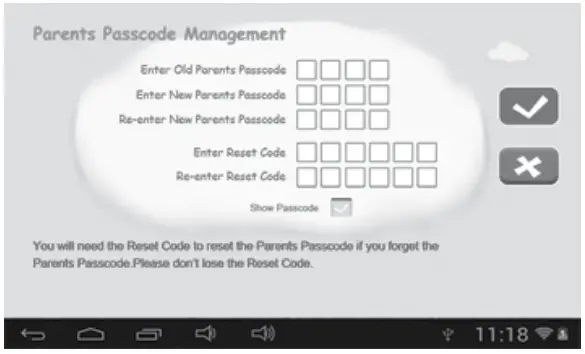 GoGEN MAX PAD 7 TAbleT - Parents Passcode Manage