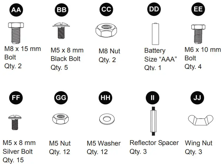 garden treasures GAS Patio Heater-PACKAGE HARDWARE CONTENTS