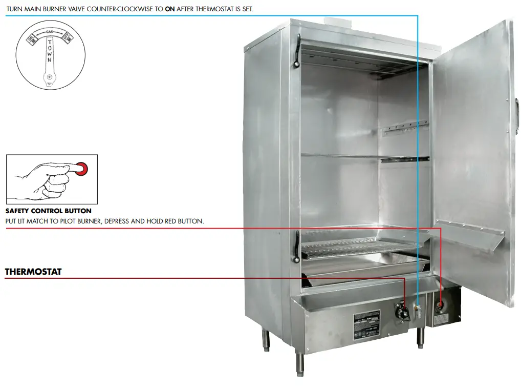 TOWN SM 24 L Natural Gas Indoor 24 Inch Stainless Steel Smokehouse - FIG 2