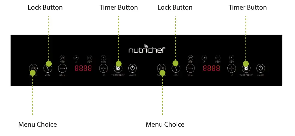 nutrichef PKSTIND49 Electric Double Burner Induction Cooktop - Control