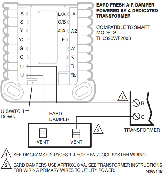 resideo T6 Pro Smart Wiring Diagrams -Damper Powered by