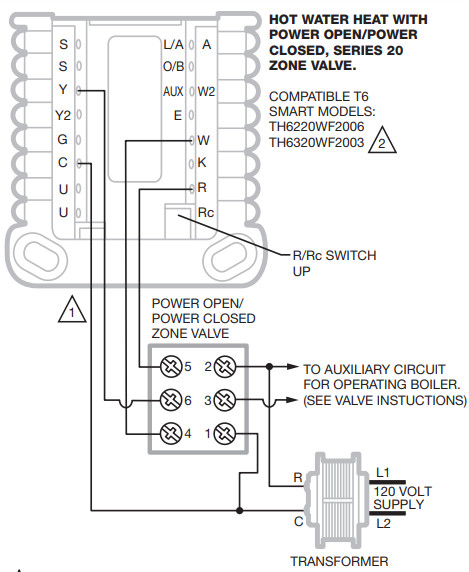 resideo T6 Pro Smart Wiring Diagrams -Power Closed
