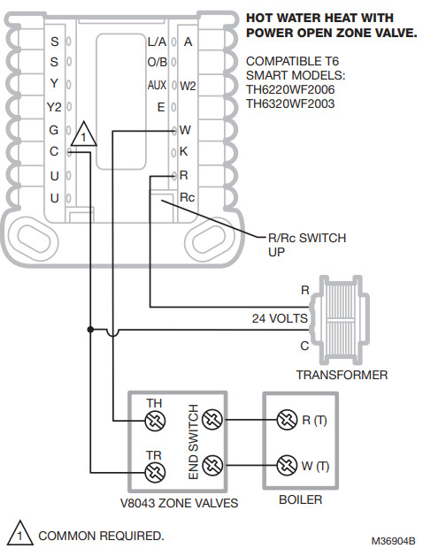 resideo T6 Pro Smart Wiring Diagrams -Power Open Zone