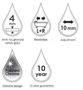 AQUALUX 99040 Bath Splash Guard Bath Shower Screens fig 1