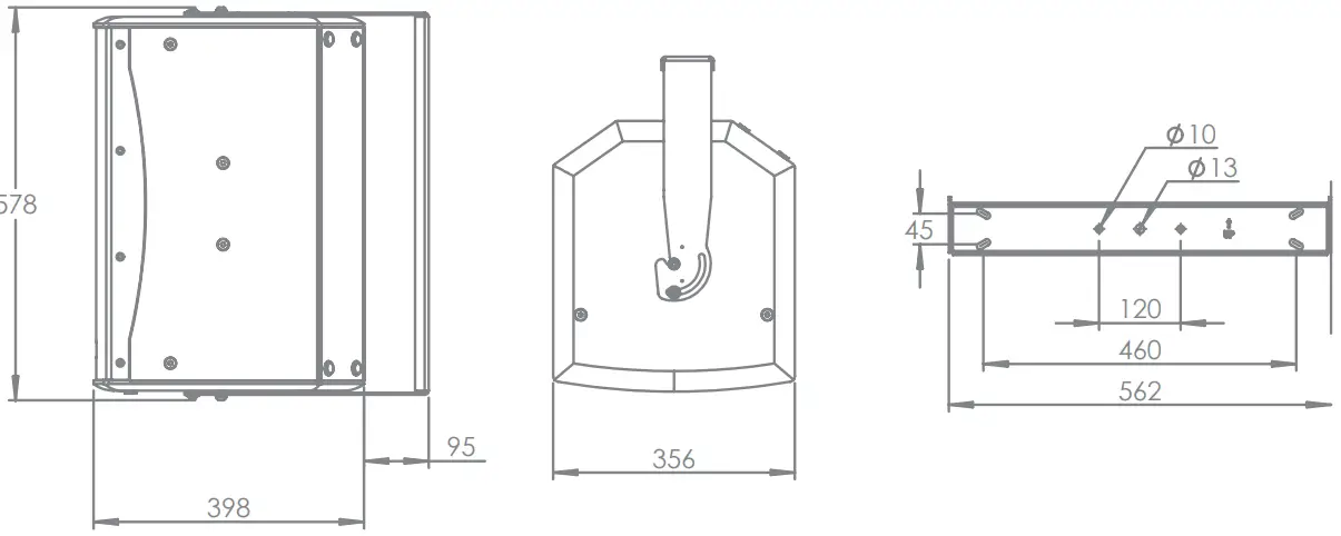 PRO 12 + U-BRACKET DIMENSIONS