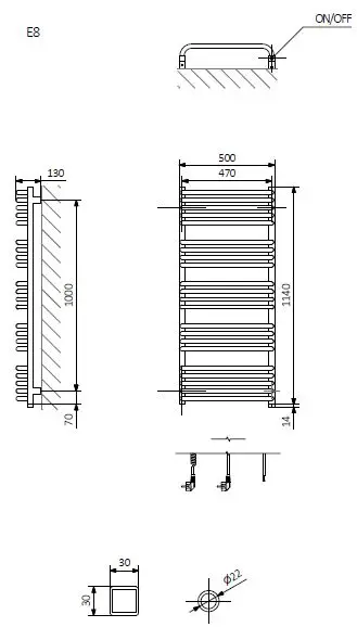 TERMA 2046BTU Alex One Electric Towel Rail-1