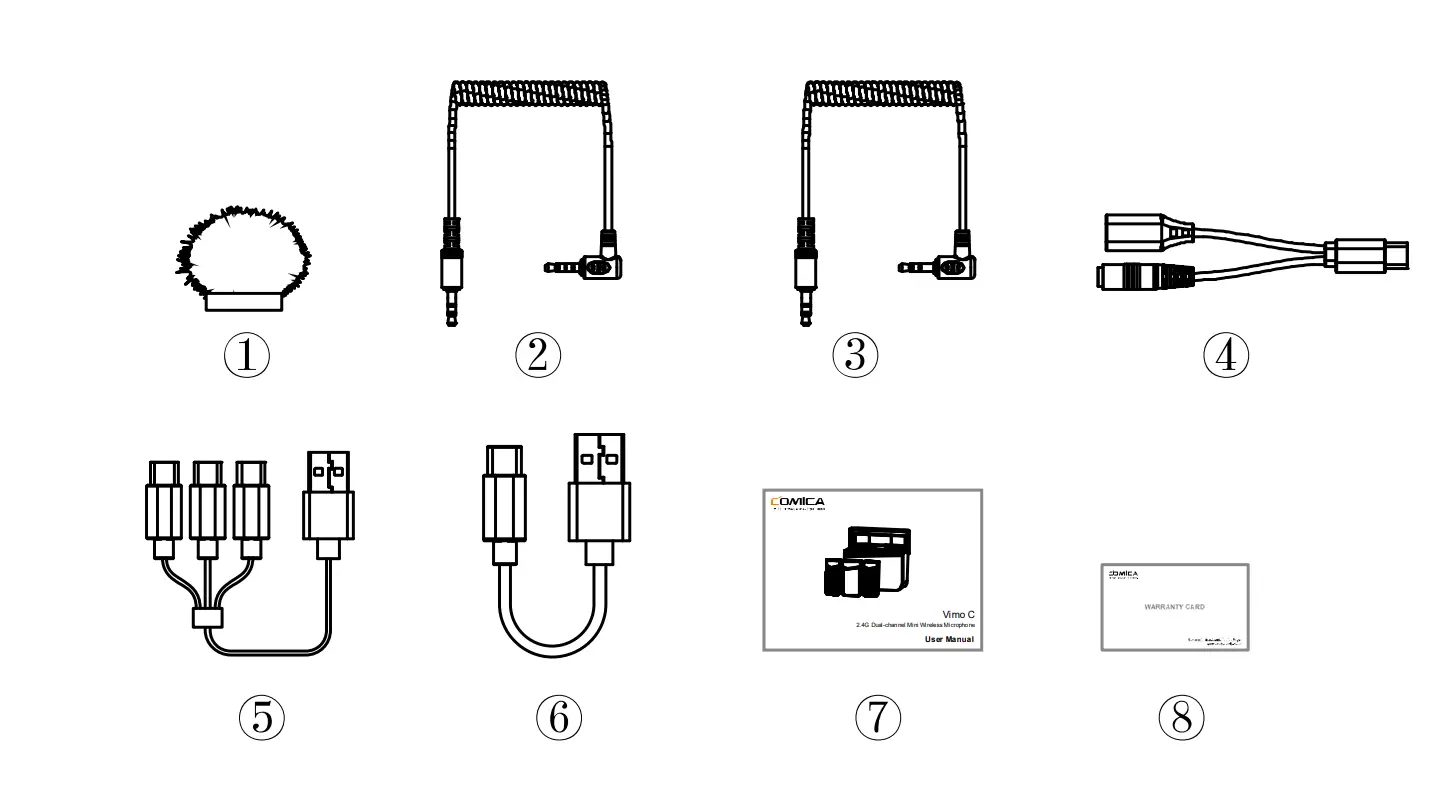 COMICA Vimo C 2.4G Dual Channel Mini Wireless Microphone Accessories
