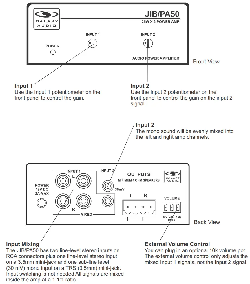 GALAXY AUDIO JIB-PA5 Compact Power Amplifier - fig 1