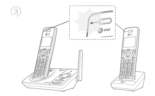 DECT 6.0 Cordless Telephone - Install the battery 1