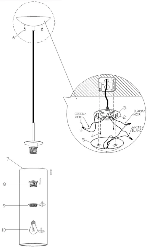 Dainolite 83202 AGB WH Light Incandescent Pendant -