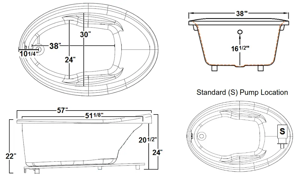 Laurel Mountain Ivy 57 X 38 Inch Drop In Acrylic Air Bath - fig