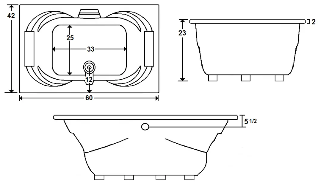 Laurel-Mountain-4260ST064-Seneca-60-Inch-x-42-Inch-DropIn-Acrylic-Soaker-FIG-1