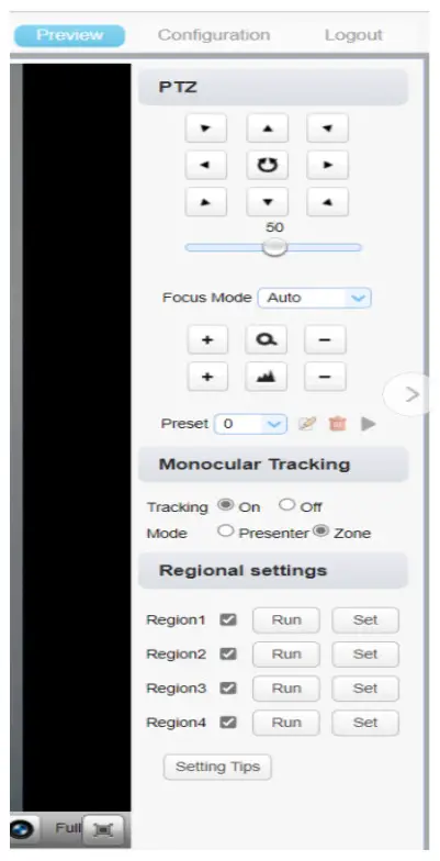 laia C12X PTZ Camera - Camera tracking