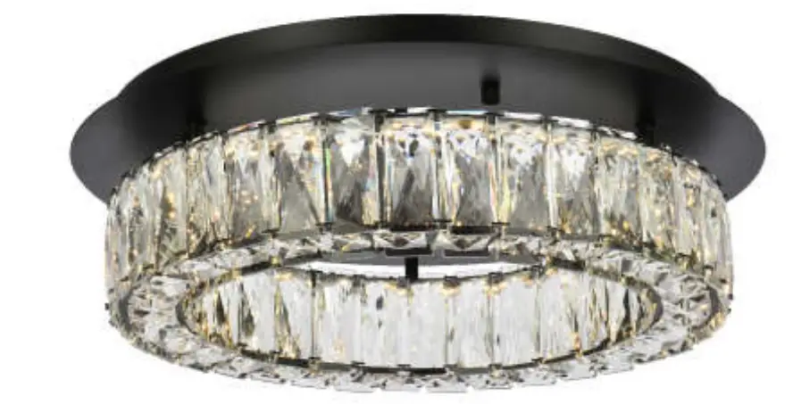 ELEGANT 3503F18BK Monroe 1 Light 18 Inch Black Flush Mount Ceiling Light