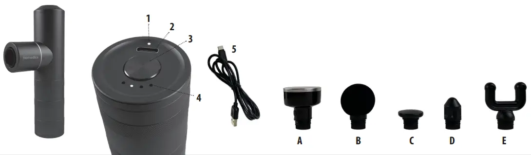 Homedics HHP-65 MYTI Mini Massage Gun - PRODUCT FEATURES