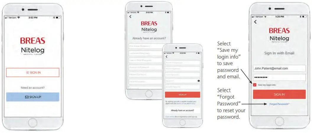 BREAS Nitelog App On iOS Mobile Devices - Figure 3