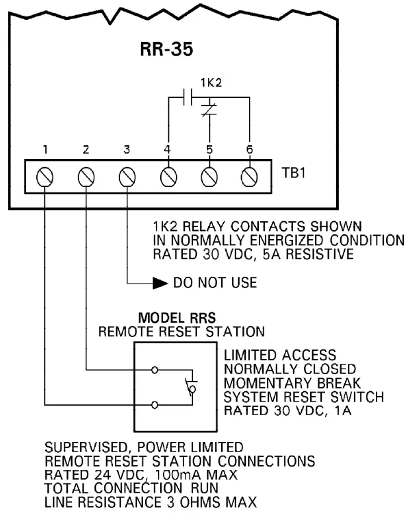 CERBERUS PYROTRONICS RR-35 Remote Reset Device - Diagram
