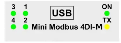 aspar Mini Modbus 4DI-M Expansion Module - Indicators