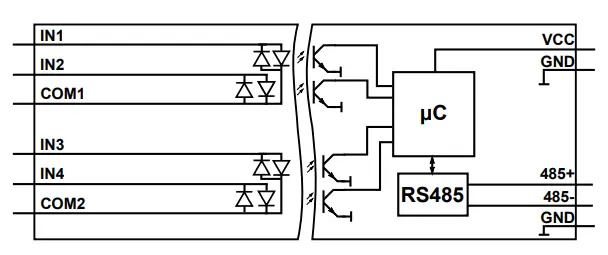aspar Mini Modbus 4DI-M Expansion Module - diagram