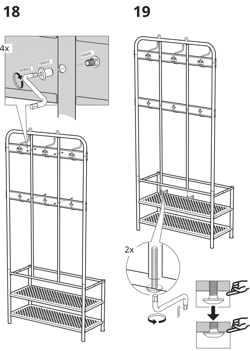 IKEA PINNIG Coat Rack with Shoe Storage Bench - FIGURE 16