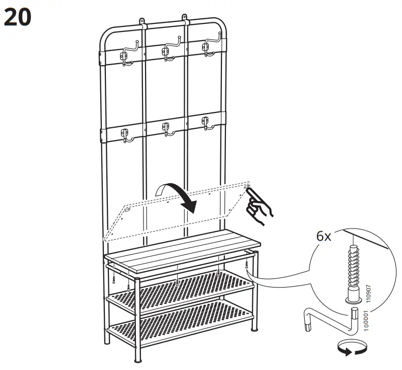 IKEA PINNIG Coat Rack with Shoe Storage Bench - FIGURE 17