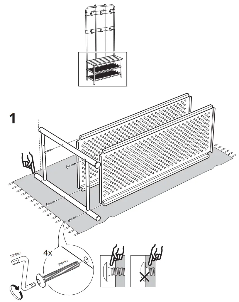 IKEA PINNIG Coat Rack with Shoe Storage Bench - FIGURE 4