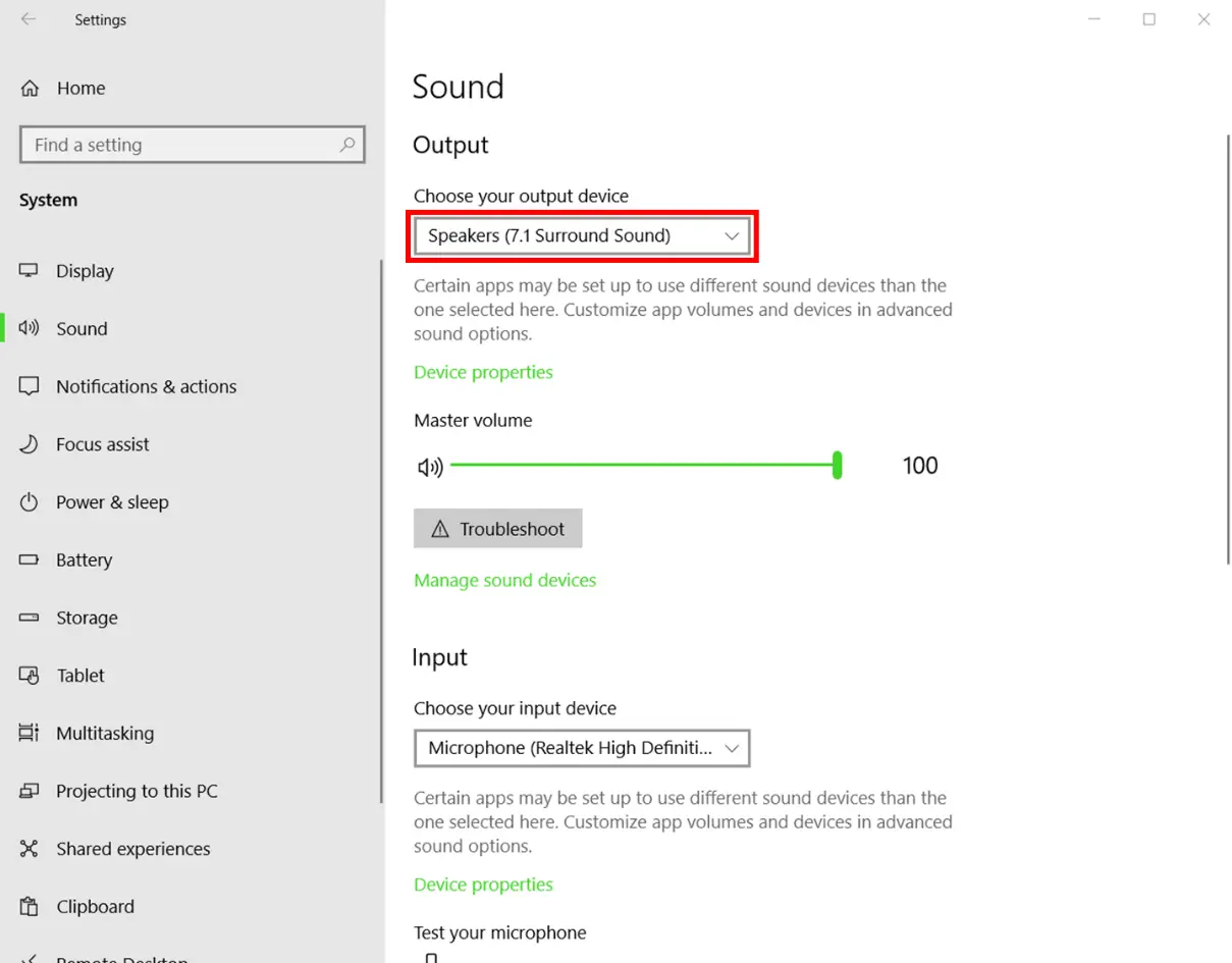 activate and use 7.1 Surround Sound