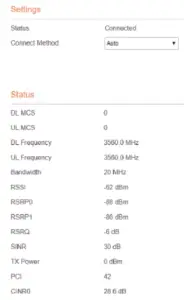 SMAWAVE SRM310 LTE Outdoor CPE - Configuration of LTE