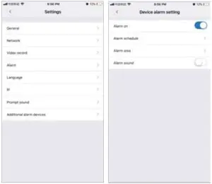 FIG 12 Alarm settings