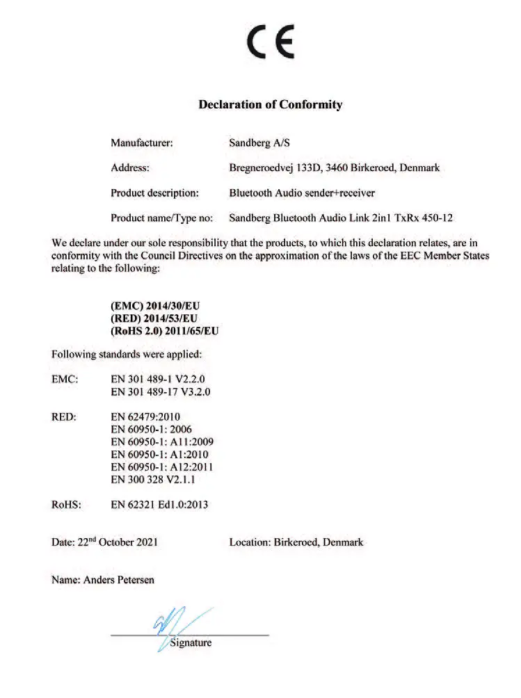 Sandberg 450-12 Bluetooth Audio Link 2 in1 TxRx fig1