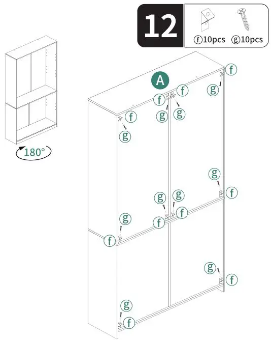 YITAHOME Adjustable 5-Tier Shelf Bookcase - ASSEMBLY STEP 12