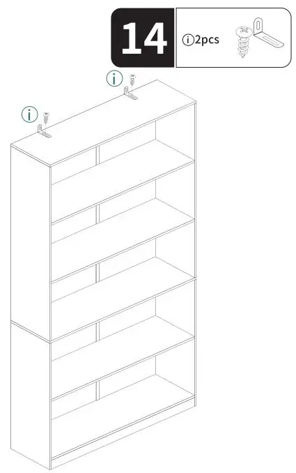 YITAHOME Adjustable 5-Tier Shelf Bookcase - ASSEMBLY STEP 14