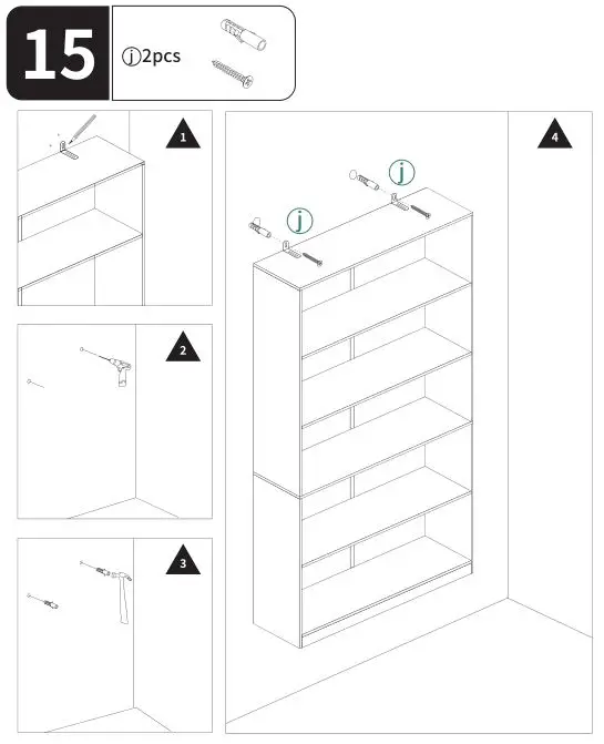 YITAHOME Adjustable 5-Tier Shelf Bookcase - ASSEMBLY STEP 15
