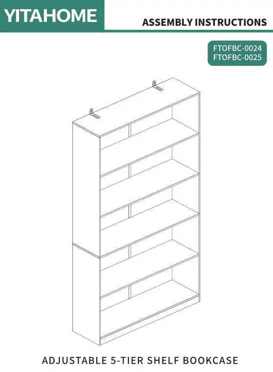 YITAHOME Adjustable 5-Tier Shelf Bookcase Instruction Manual