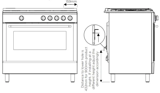 Westinghouse WFE911SB 900MM Freestanding 5 Burner Cooker - adaptor