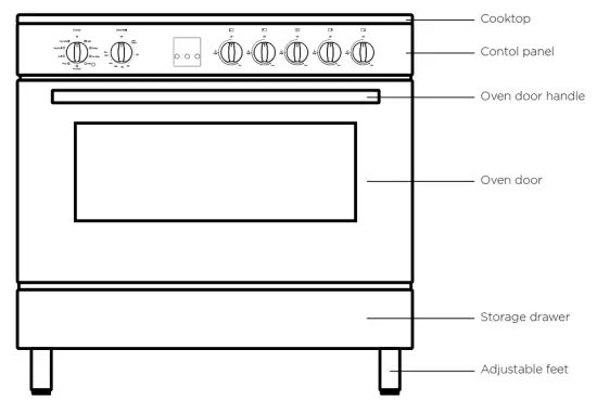 Westinghouse WFE911SB 900MM Freestanding 5 Burner Cooker - timer