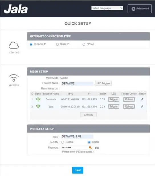 Jala Mesh Routers in Mode 2