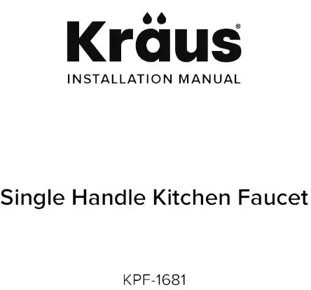 Kraus Single Handle Kitach Faucet Instruction Manual